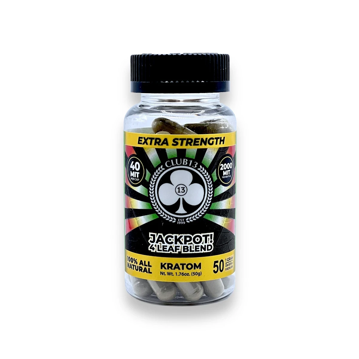 club 13 kratom extra strength capsules jackpot 4 leaf blend 50 35596