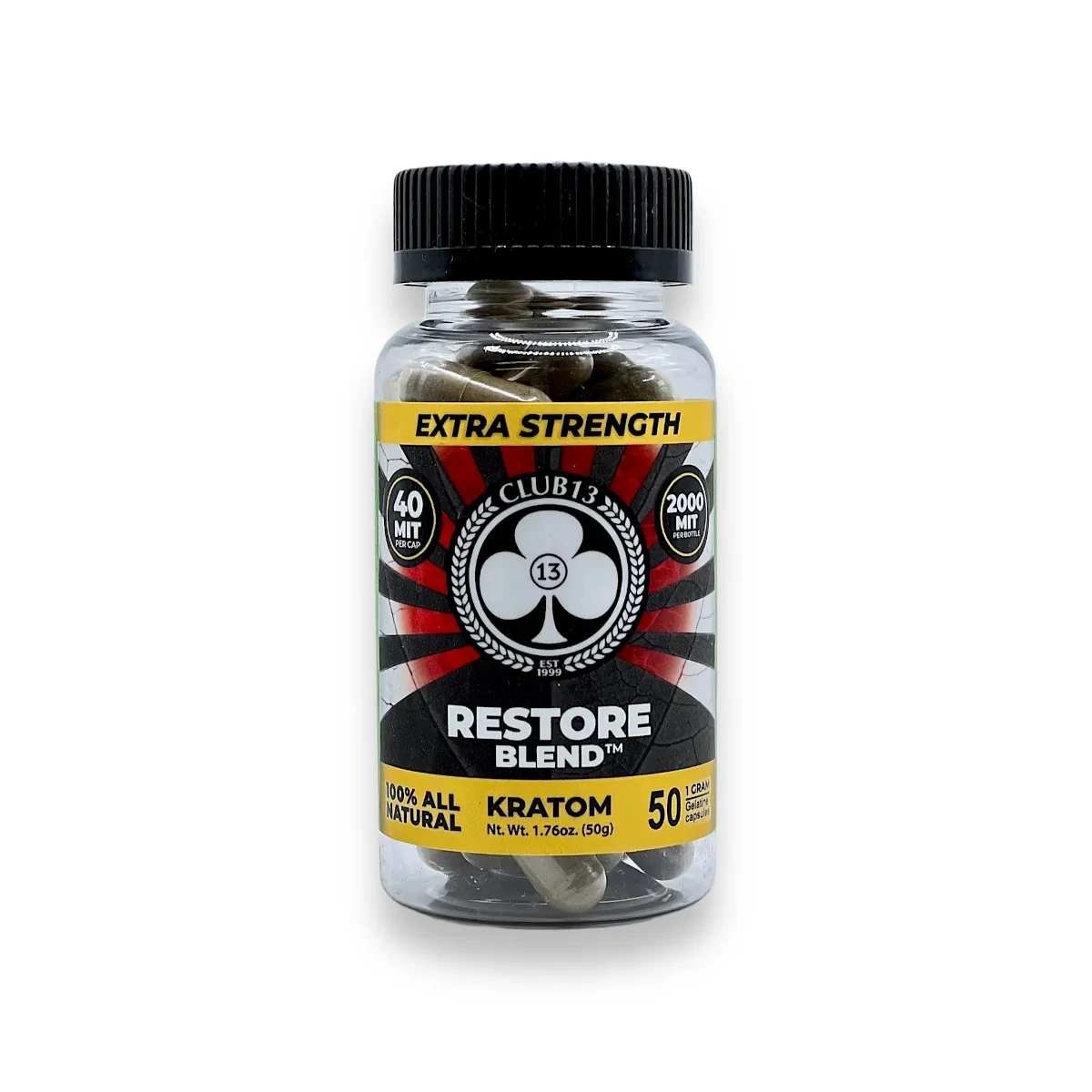 club 13 kratom extra strength capsules restore blend 50 65852